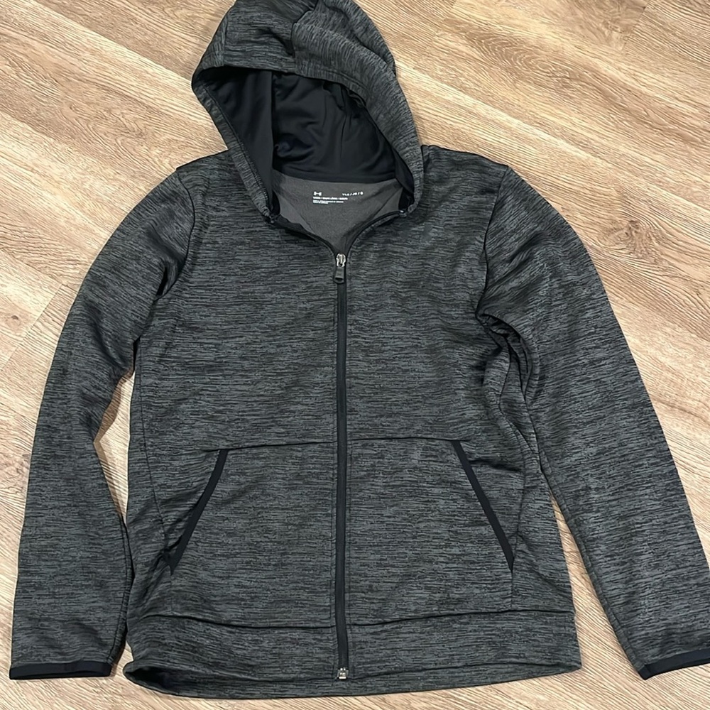 Boys Under Armour Full Zip Hoodie.  Dark Grey.  Large.